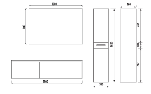 Тумба с раковиной Creavit Flat FA0160.01.PL+FA160.00+LP060 160x40 - фото 2