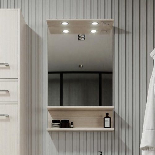 Зеркало с подсветкой Бриклаер 4627125414930 55х90 цвет светлая лиственница - фото 2