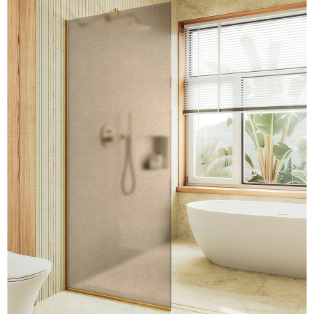 Душевая перегородка Maybah Glass MGD-692-3у 89х195 стекло тонированное профиль золото глянцевое