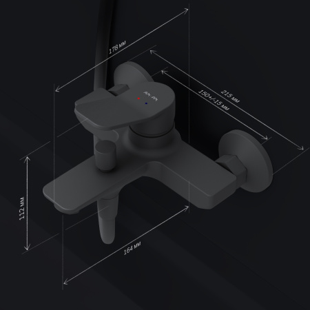 Смеситель для ванны и душа Am.Pm X-Joy F85A10022 настенный черный без термостата