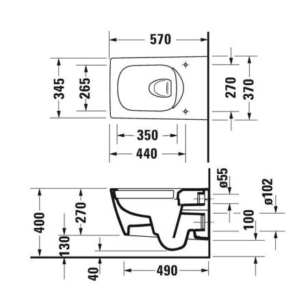 Чаша унитаза подвесная Duravit Viu 25110900001 цвет белый без сиденья безободковая