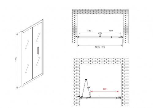 Душевая дверь Abber Sonnenstrand AG07110 110х195 стекло прозрачное профиль хром глянцевый - фото 5