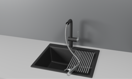 Смеситель для кухни Granula 8169, ШВАРЦ на мойку черный