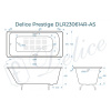 Ванна чугунная Delice Prestige DLR230614R 160х70 пристенная прямоугольная без ножек с отверстиями под ручки