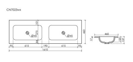Раковина из сантехнического фарфора Ceramica Nova GRACE CN7023MBwx 160х50 накладная цвет черный