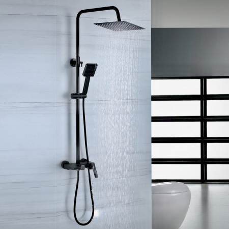 Душевая стойка Bond Cube B02-9488 настенная цвет черный матовый