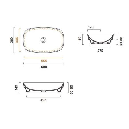 Раковина керамическая Catalano Alvea 624600001 60 см полувстраиваемая цвет белый без отверстий под смеситель