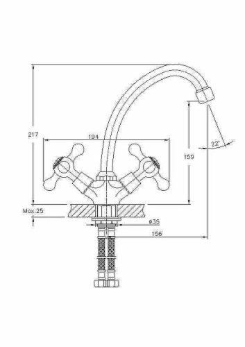 Смеситель для кухни Haiba HB4908 на мойку хром - фото 2