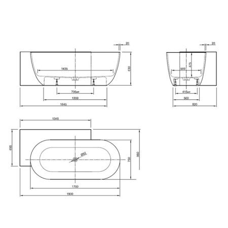 Ванна из искусственного камня Knief Lotus 0600-613-L-01 190х95 отдельностоящая овальная