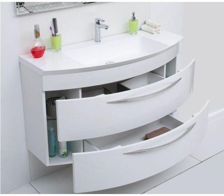 Тумба с раковиной De Aqua Лонг 00187921 120х50 подвесная цвет белый