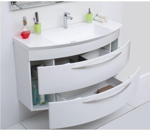 Тумба с раковиной De Aqua Лонг 00187921 119х46х64 подвесная цвет белый - фото 5