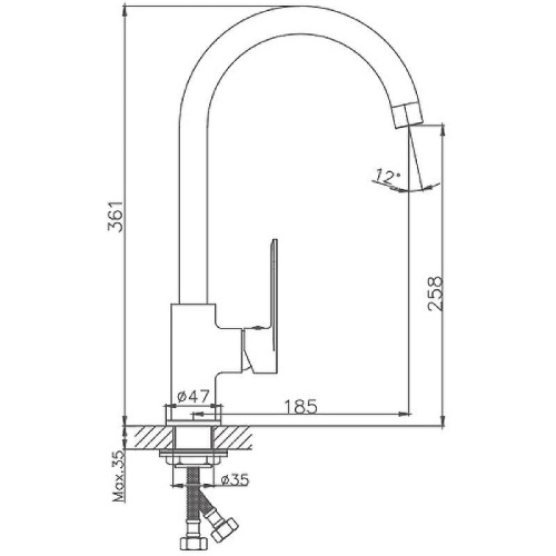 Смеситель для кухни Haiba HB590 HB70590 на мойку хром - фото 2