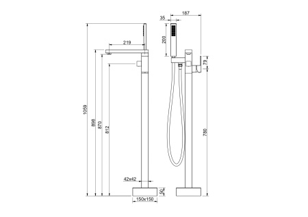 Смеситель Aquatek ЛИБРА AQ1645MB напольный черный матовый