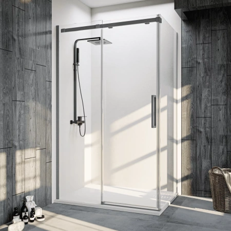 Душевой уголок Veconi Rovigo RV070GR-120100-01-C4 120х100 стекло прозрачное профиль графит брашированный без поддона