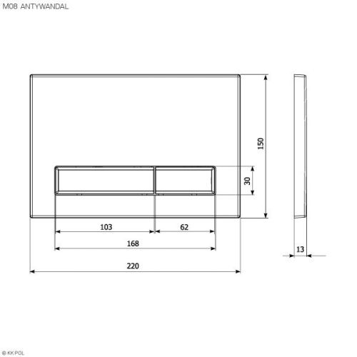 Клавиша смыва механическая KK POL M08 SPP/036/0/K цвет золото