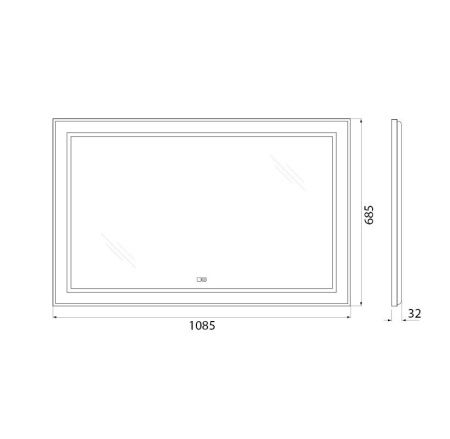 Зеркало с подсветкой и антизапотеванием BelBagno Kraft SPC-KRAFT-1085-685-TCH-WARM-NERO 110х70 подвесное