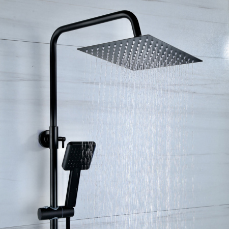 Душевая стойка Bond Cube B02-9488 настенная цвет черный матовый