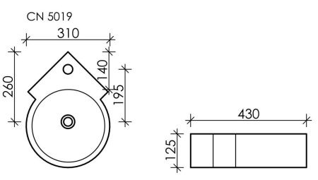 Раковина из сантехнического фарфора Ceramica Nova ELEMENT CN5019 40х30 подвесная цвет белый 1 отверстие под смеситель