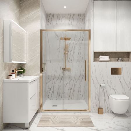 Душевая дверь Grossman Cosmo 100.K33.02.110.32.00 110х195 стекло прозрачное профиль золото