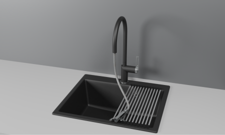 Смеситель для кухни Granula 8172, ТУРМАЛИН на мойку черный