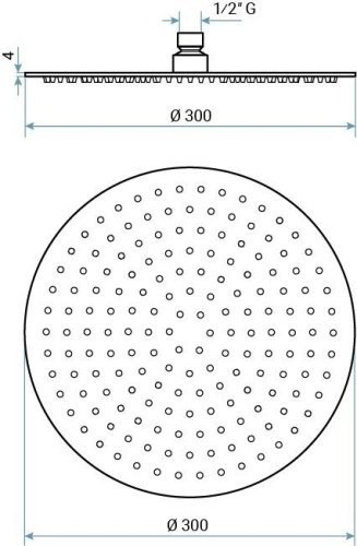 Верхний душ Emmevi Filoinox C06650mm300/IN цвет сталь - фото 2