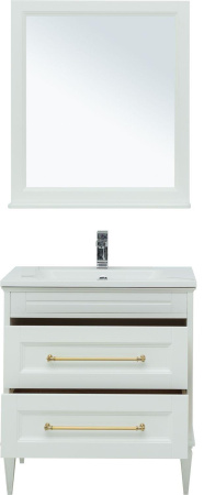 Комплект мебели: тумба с раковиной 78x47x65 + зеркало Aquanet Бостон М 00281193 напольный/подвесной цвет белый
