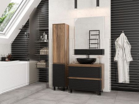 Шкаф-пенал Brevita Dakota DAK-050350-19/02Л 40х170 подвесной цвет черный/коричневый