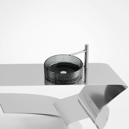 Раковина стеклянная Ceramica Nova CRISTAL CN6060 40х40 накладная цвет черный без отверстий под смеситель