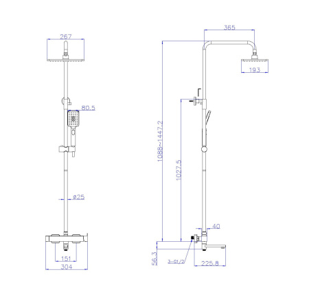 Душевая стойка Cezares SLIDER SLIDER-CVD-01 настенная цвет хром