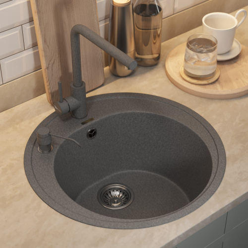 Кухонная мойка Uperwood Quartz Premium UPD-01 3910202102 51x51 цвет серый матовый - фото 3