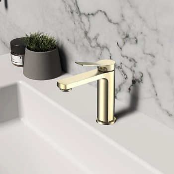 Смеситель Vincea Arco VBF-4AR01BG на раковину брашированное золото