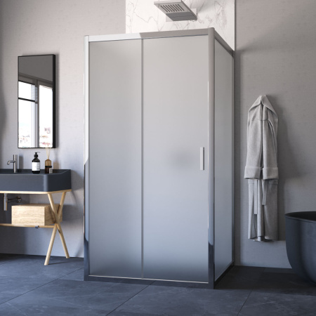 Душевой уголок Vegas-Glass ZP-U TUR+NOVO ZP-U TUR NOVO 100*100 08 10 100х100 стекло матовое профиль хром глянцевый