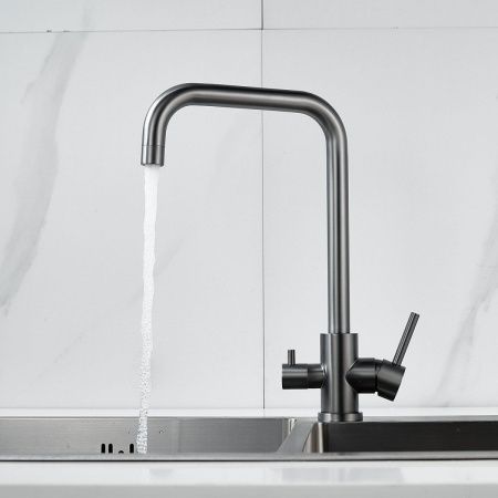 Смеситель для кухни Raffine F118T на мойку оружейная сталь