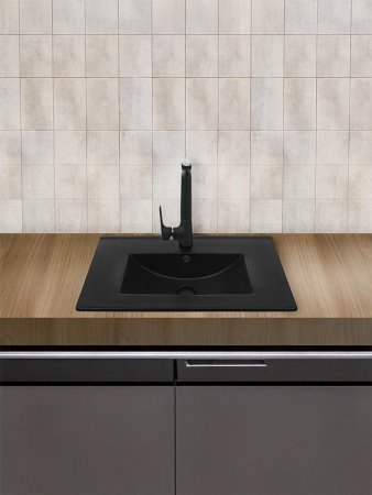 Раковина из сантехнического фаянса WeltWasser WW SK 10000005571 40 см встраиваемая цвет черный 1 отверстие под смеситель