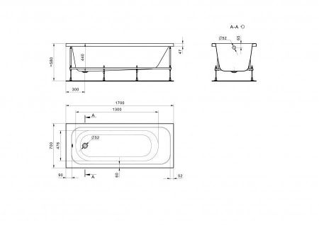 Ванна акриловая Santek Ламма 1WH501747 170х70 пристенная прямоугольная без каркаса
