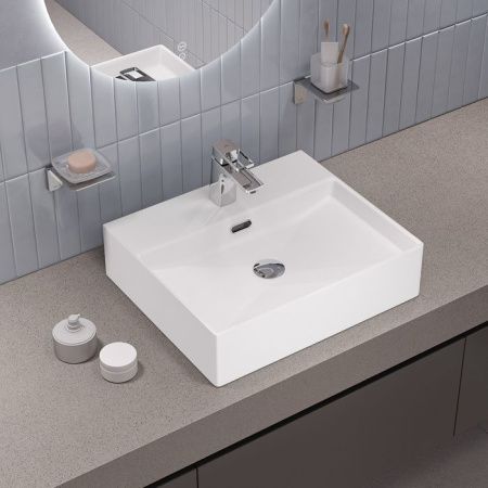 Раковина из сантехнического фарфора Iddis Bild BILWS50i27 50х40 полувстраиваемая цвет белый 1 отверстие под смеситель