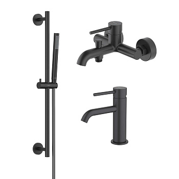 Комплект смесителей Aquatek ЕВРОПА AQ1330MB настенный черный матовый