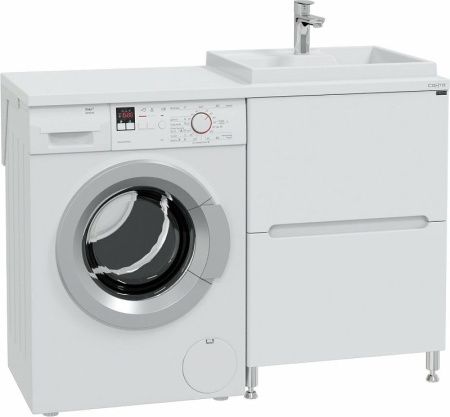 Раковина из искусственного камня СанТа Юпитер 900125 120х50 над стиральной машиной цвет белый