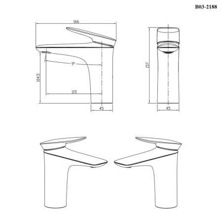Смеситель Bond Cube B03-2188 на раковину черный матовый без термостата