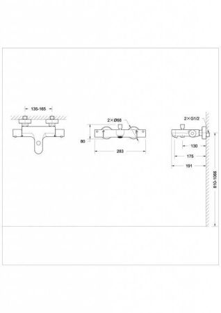 Смеситель для ванны Bravat Stream F63984C-01B настенный хром с термостатом