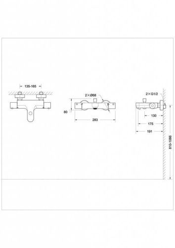 Смеситель для ванны Bravat Stream F63984C-01B настенный хром с термостатом - фото 2