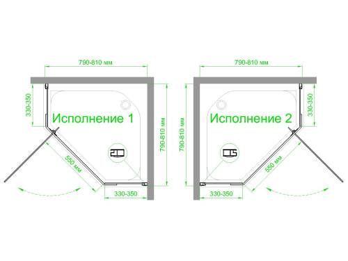 Душевой уголок Royal Bath TR RB80TR-T-BL 80х80 стекло прозрачное профиль черный без поддона - фото 4