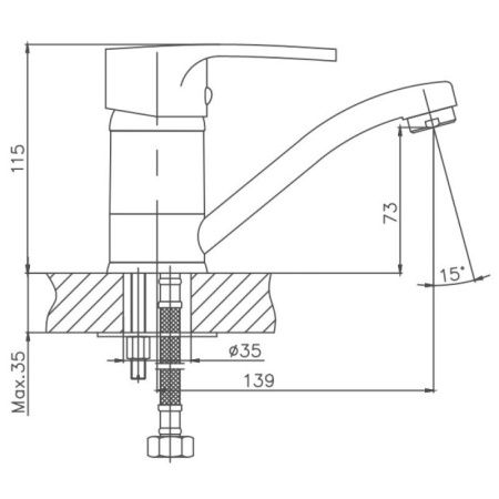 Смеситель для кухни Cron CN4563 на мойку хром