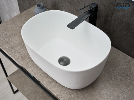 Раковина керамическая Gid Creativo 51220 50х30 накладная цвет белый без отверстий под смеситель