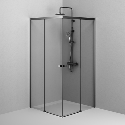 Душевой уголок Am.Pm X-joy W94G-403-100100-BТ1К 99х99 стекло прозрачное профиль черный матовый без поддона - фото 5