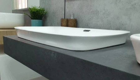 Раковина из сантехнического фаянса CeramaLux 78444 60х40 встраиваемая цвет белый без отверстий под смеситель