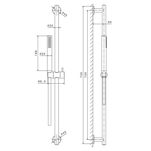 Душевая стойка Newform X-Steel 316 69656X.50.050 настенная хром - фото 2