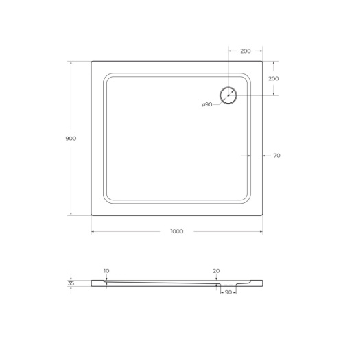 Душевой поддон Cezares TRAY-M-AH-100/90-35-W 100х90 стеклопластик белый - фото 2