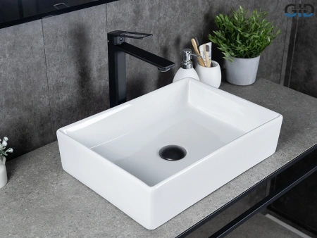 Раковина керамическая Gid Geométrico 51225 50х30 накладная цвет белый без отверстий под смеситель