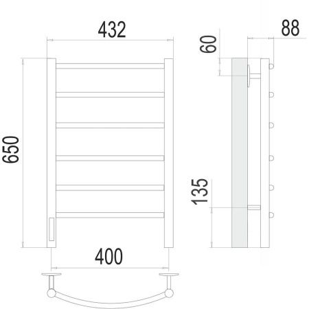 Полотенцесушитель электрический Terminus 4670078531315 45х65 хром